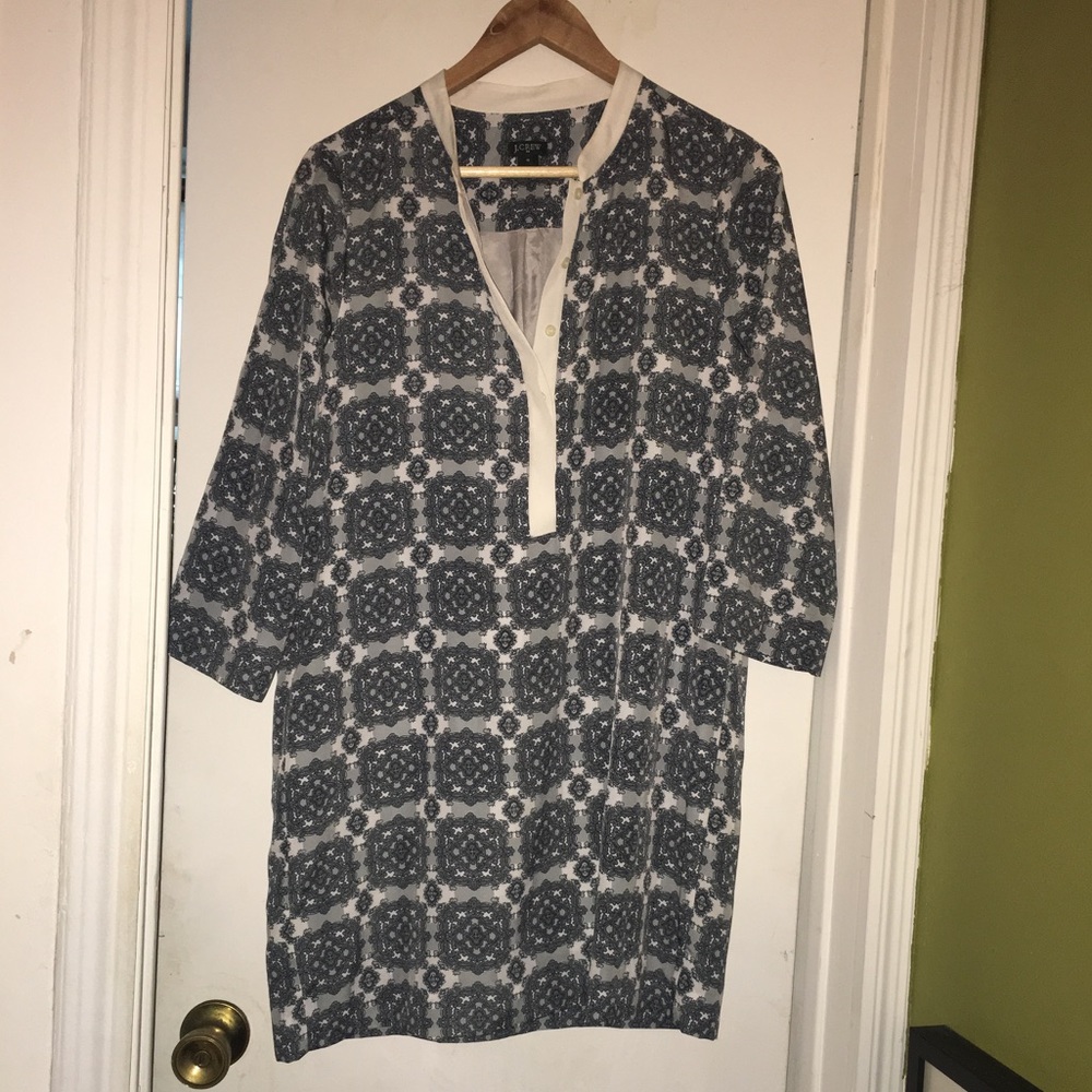 JCrew Shift Dress Grey and white Sz 10
